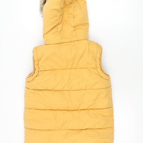 Fat Face Girls Yellow Puffer Jacket 11 Years Hooded Faux Fur