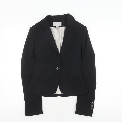 H&M Women's Black Blazer Size 6 Regular Fit