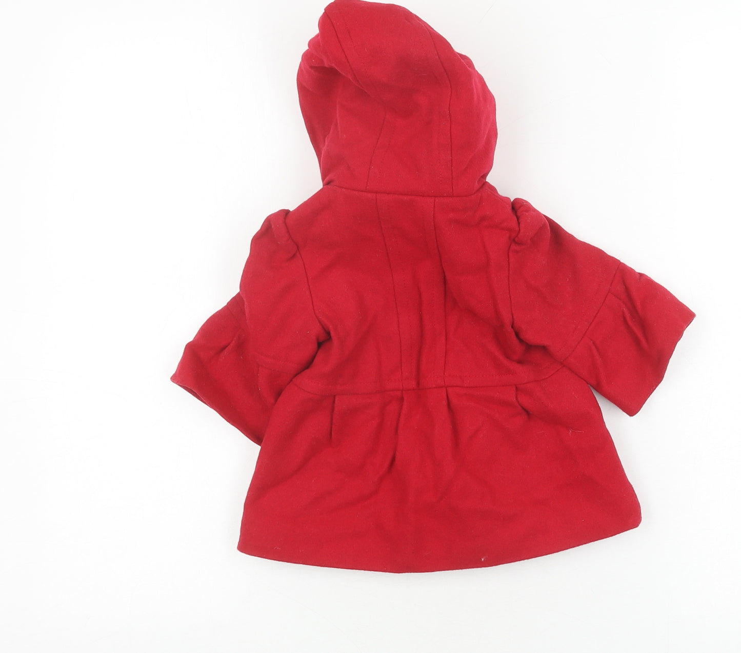 Next Girls Red Wool Blend Duffle Coat, Hooded, 6-12M