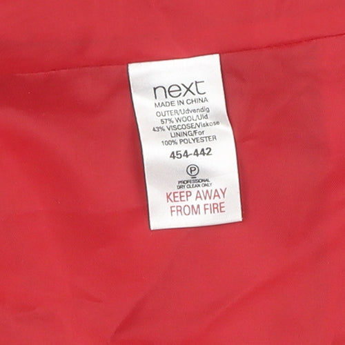 Next Girls Red Wool Blend Duffle Coat, Hooded, 6-12M
