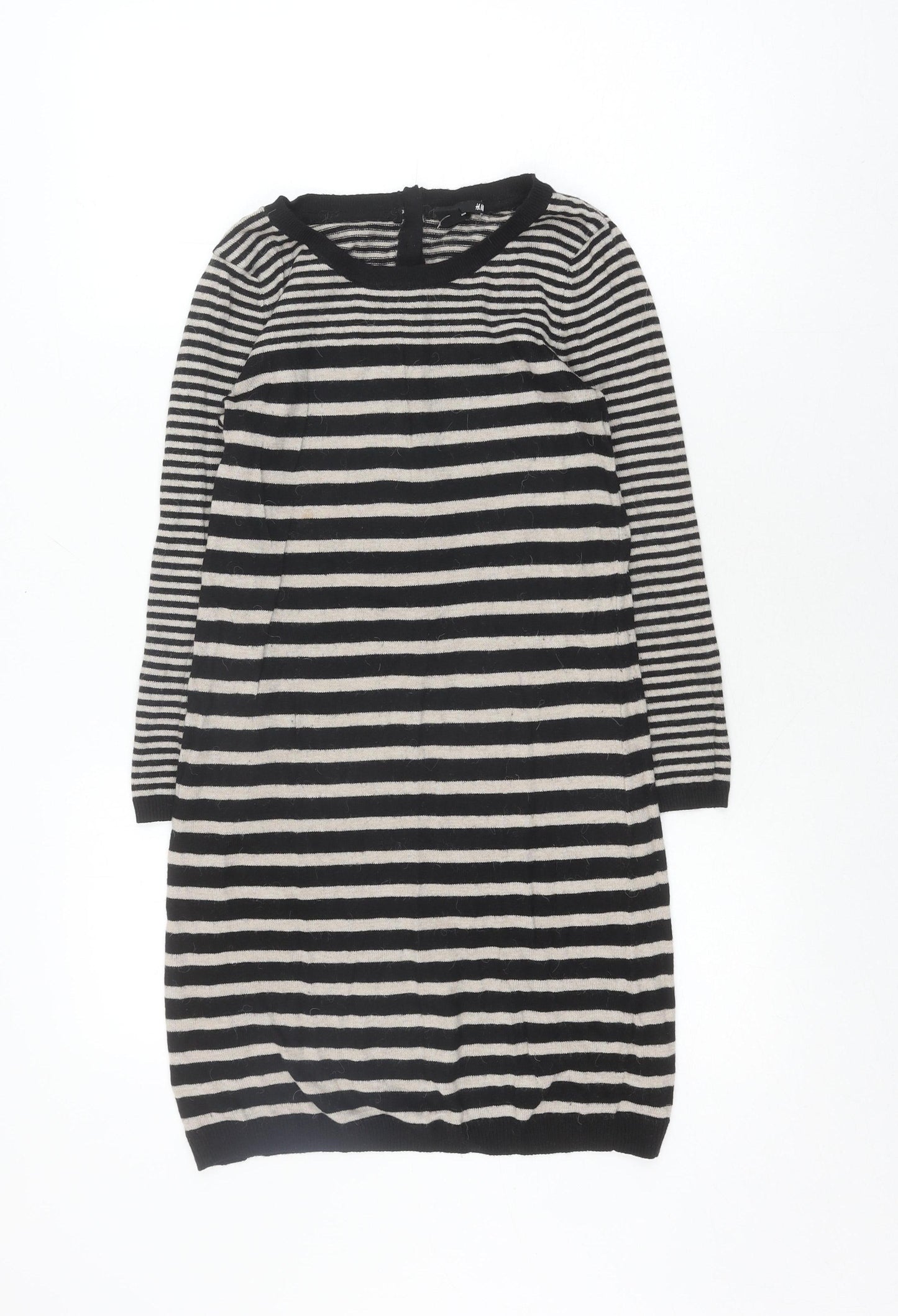 H&M Women's Black Striped Jumper Dress XS