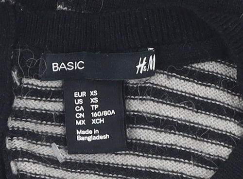 H&M Women's Black Striped Jumper Dress XS