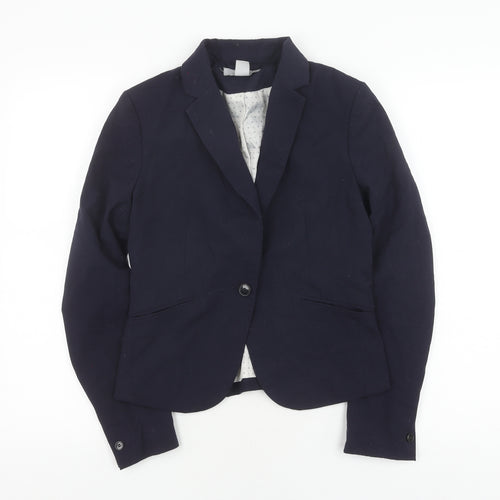 H&M Women's Blue Blazer Size 8 Regular Fit