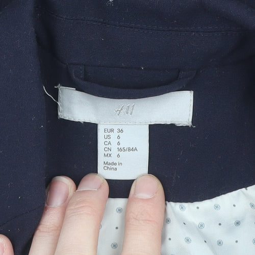 H&M Women's Blue Blazer Size 8 Regular Fit