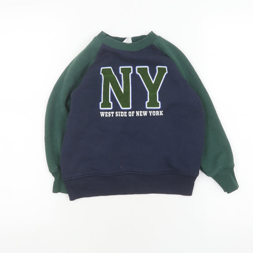 Zara Boys Blue and Green NY Sweatshirt, Size 6-7 Years