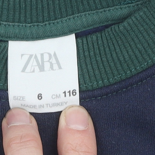 Zara Boys Blue and Green NY Sweatshirt, Size 6-7 Years