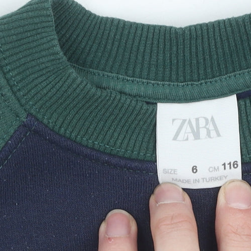 Zara Boys Blue and Green NY Sweatshirt, Size 6-7 Years