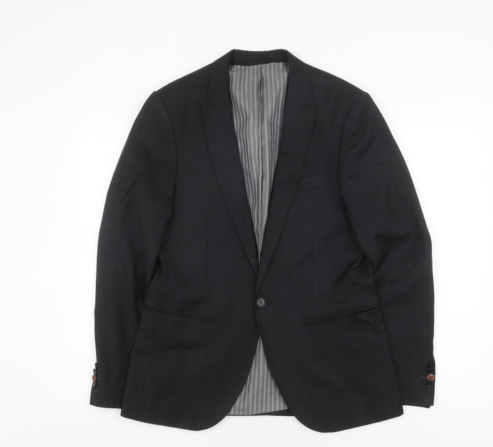 River Island Men’s Black Blazer, Size 40, Wool, Formal
