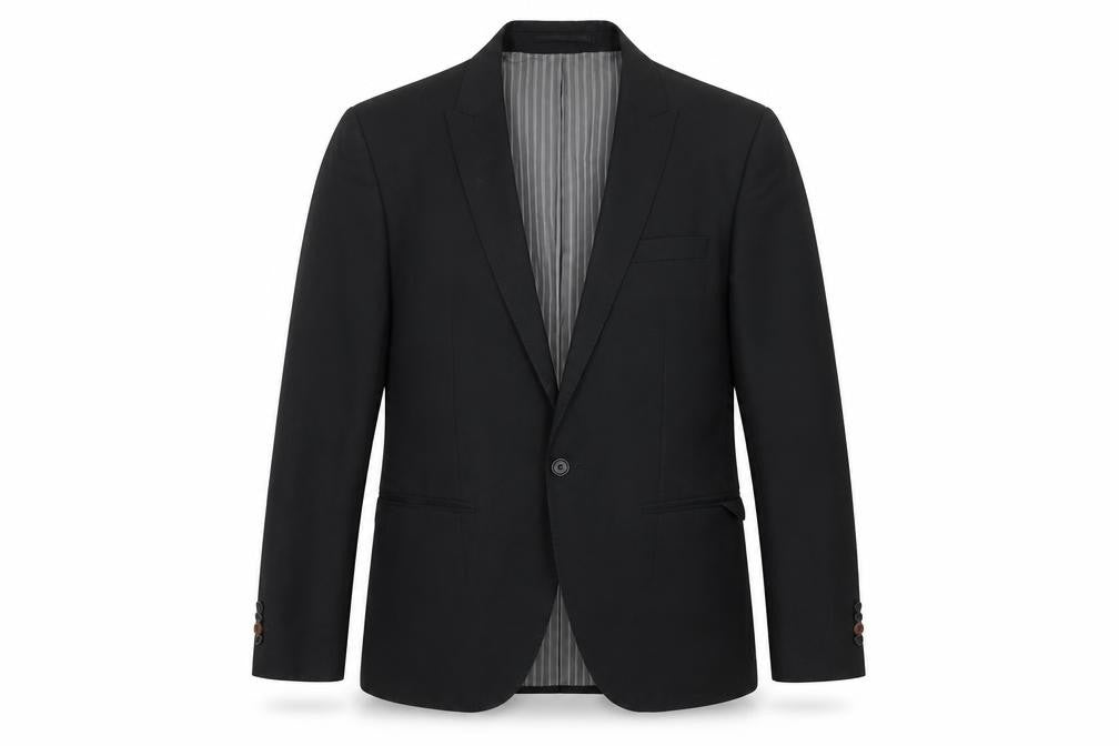 Front view of River Island Men’s Black Blazer, size 40, Wool, Formal