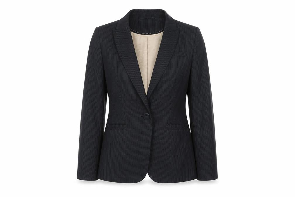 Front view of Marks & Spencer Women's Black Pinstripe Blazer, size 12