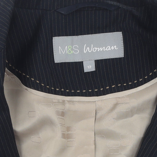 Marks and Spencer Women's Black Pinstripe Blazer Size 12