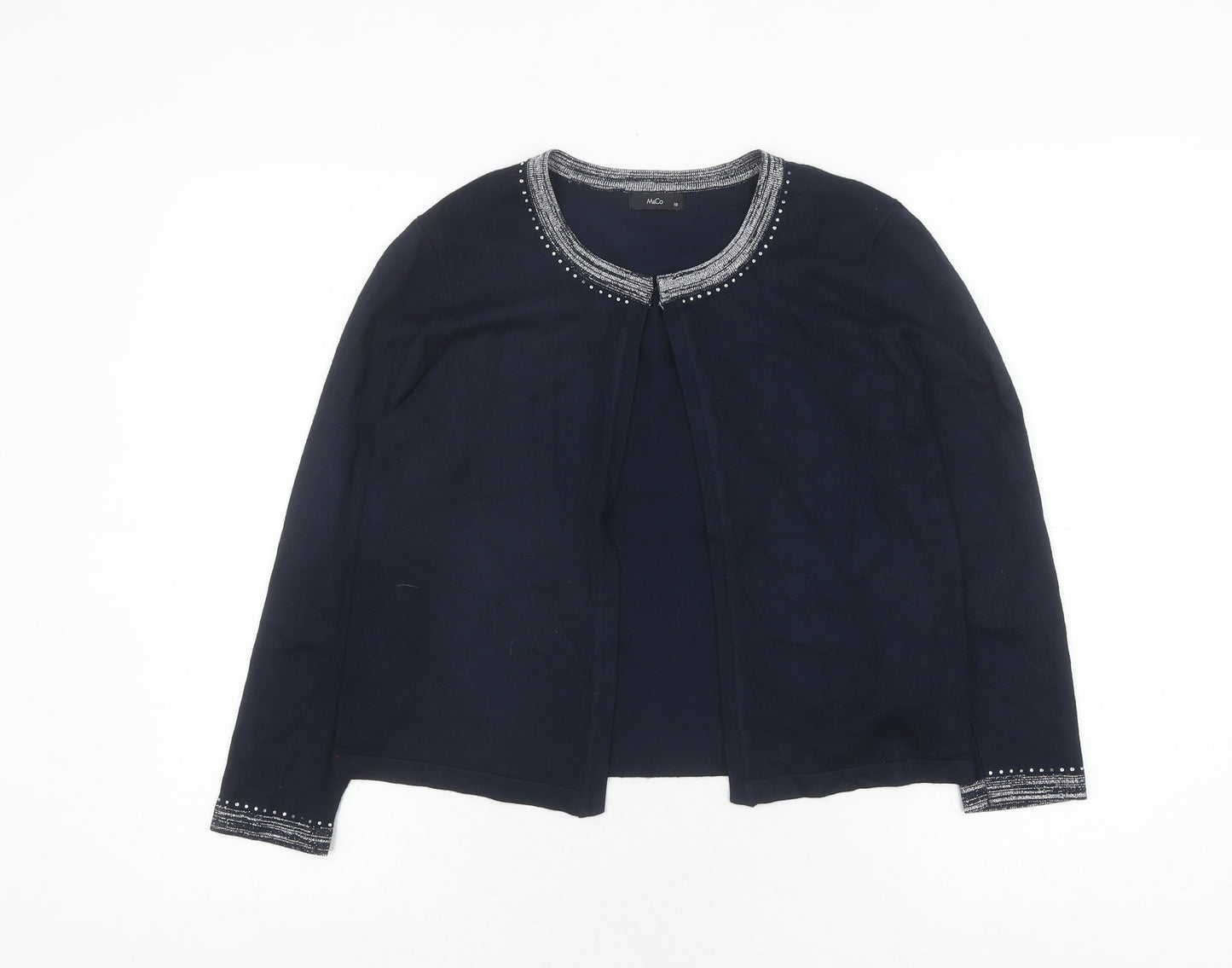 M&Co Women's Blue Cardigan Size 10 Round Neck
