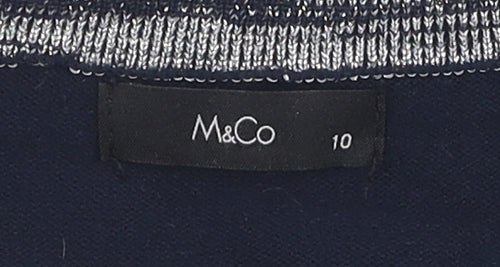 M&Co Women's Blue Cardigan Size 10 Round Neck