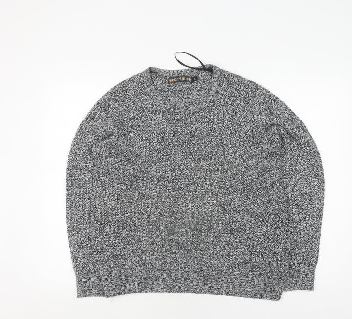 QED London Women's Grey Knit Jumper, Large, Crew Neck