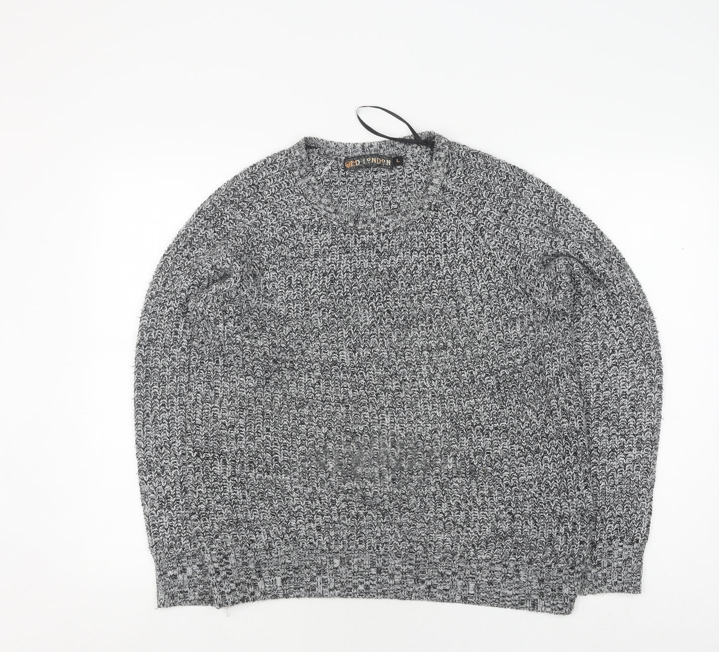 QED London Women's Grey Knit Jumper, Large, Crew Neck