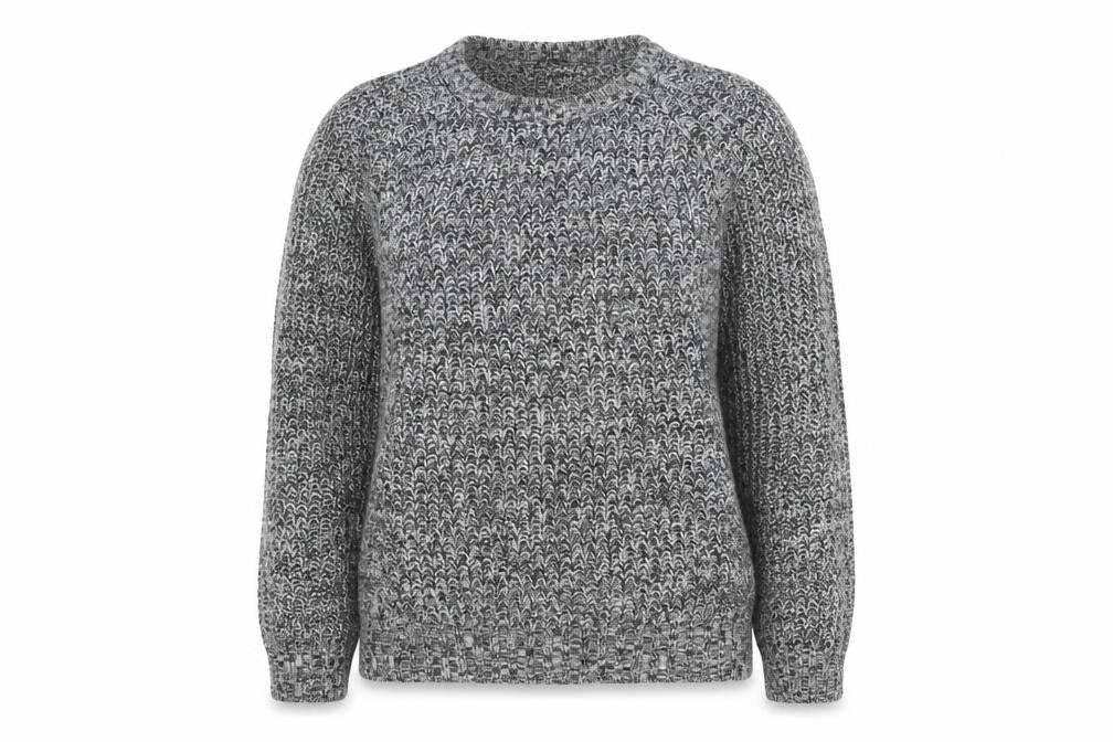 Front view of QED London Women's Grey Knit Jumper, Large, Crew Neck