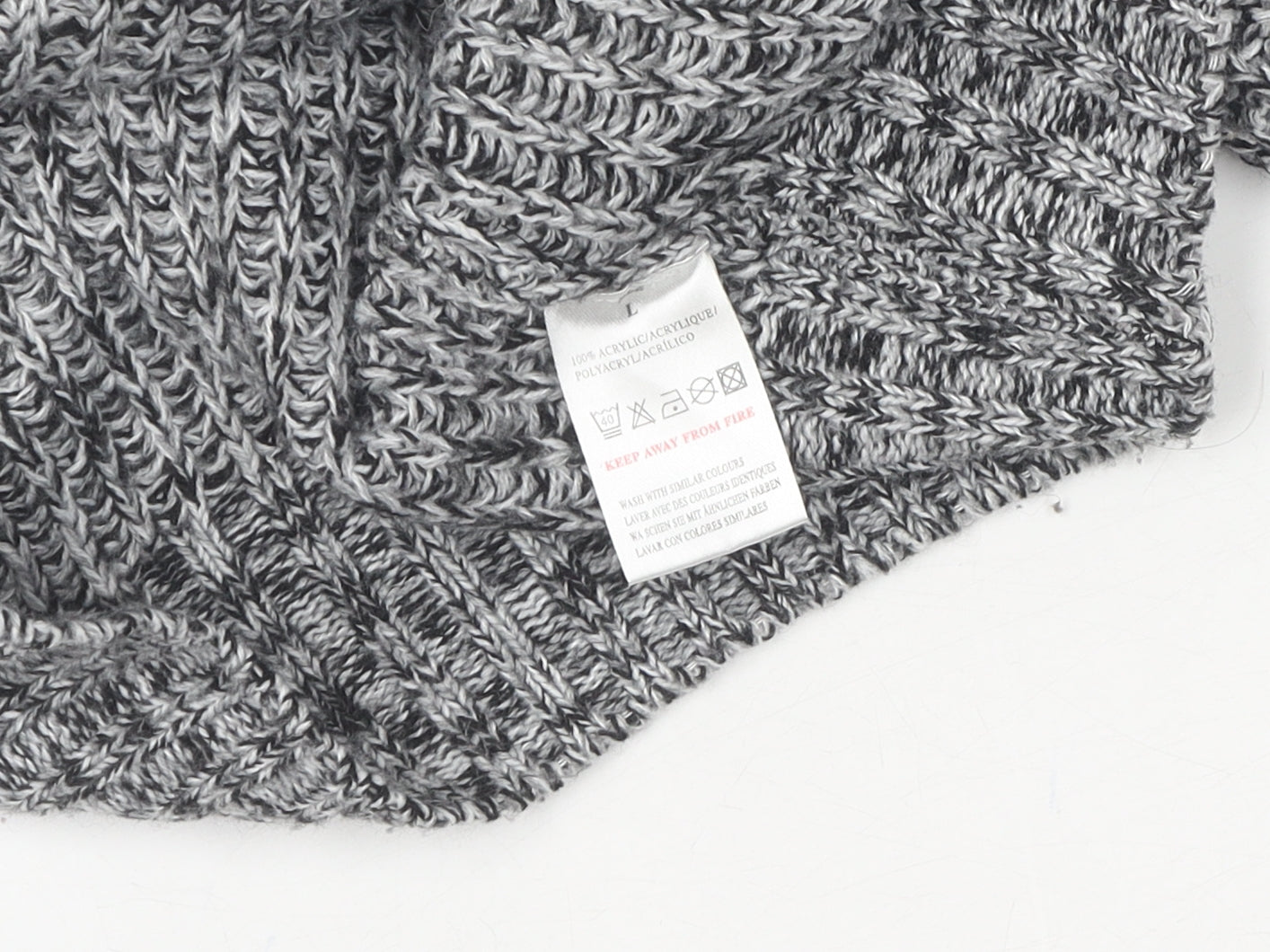 QED London Women's Grey Knit Jumper, Large, Crew Neck