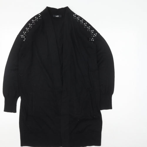 Wallis Women's Black Cardigan Jumper S Studded Open Knit
