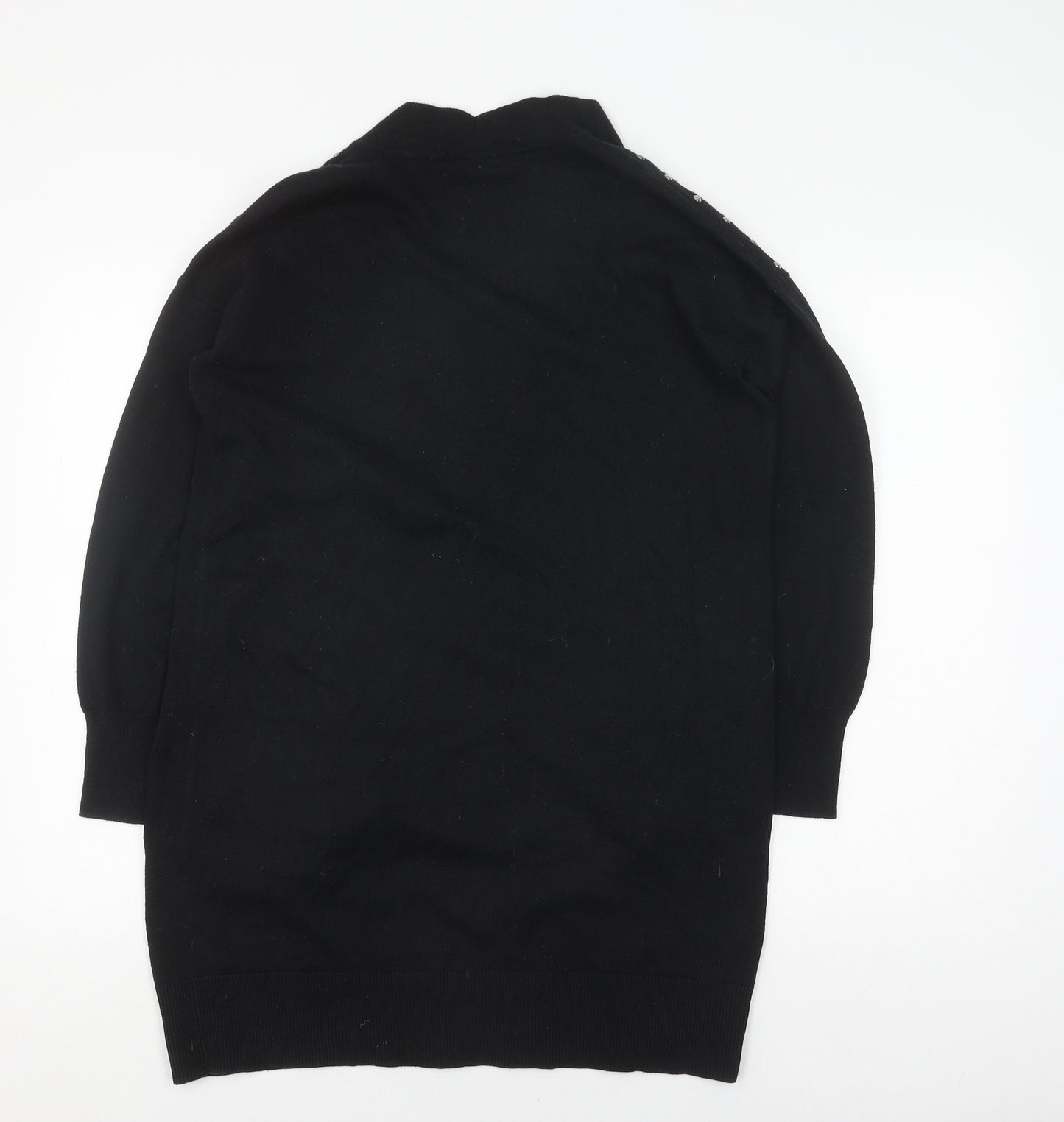Wallis Women's Black Cardigan Jumper S Studded Open Knit