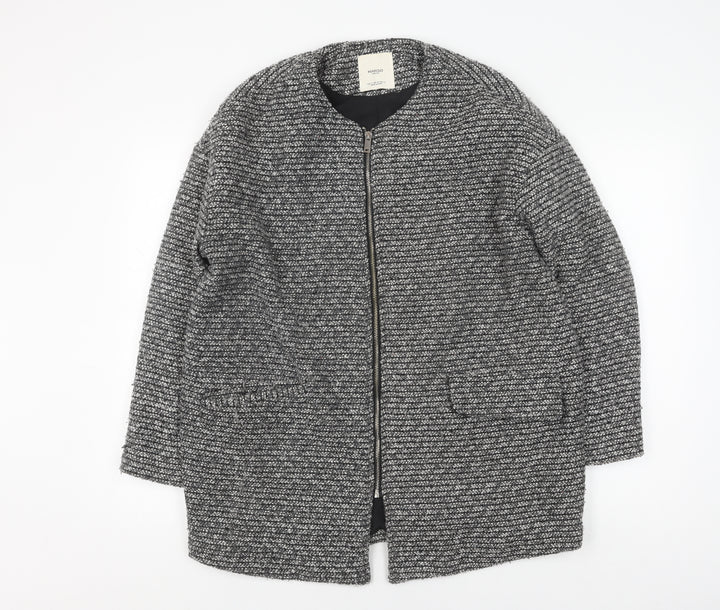 Mango Women's Black Tweed Bomber Jacket Size L