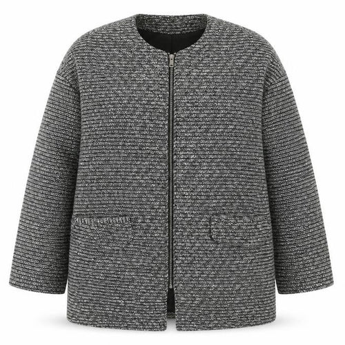 Mango Women's Black Tweed Bomber Jacket Size L