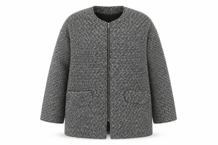 Mango Women's Black Tweed Bomber Jacket Size L