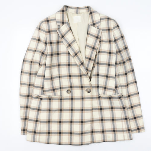 H&M Women's Multicoloured Plaid Blazer Size 12, Lined