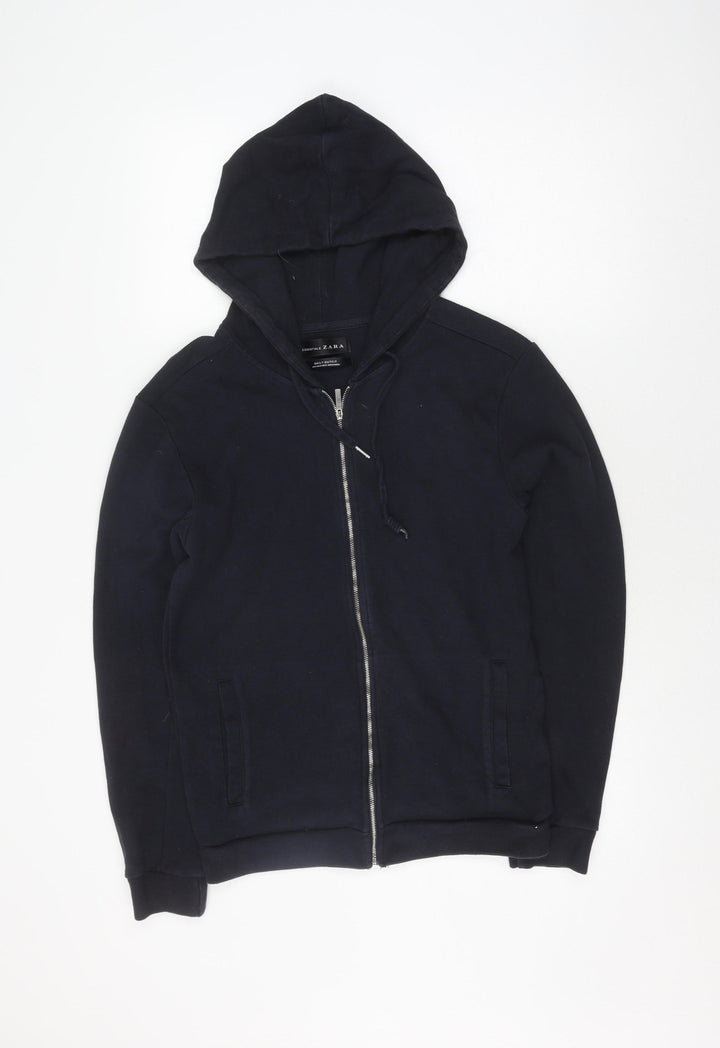 Zara Black Full Zip Hoodie, Unisex M, Hooded Casual Wear