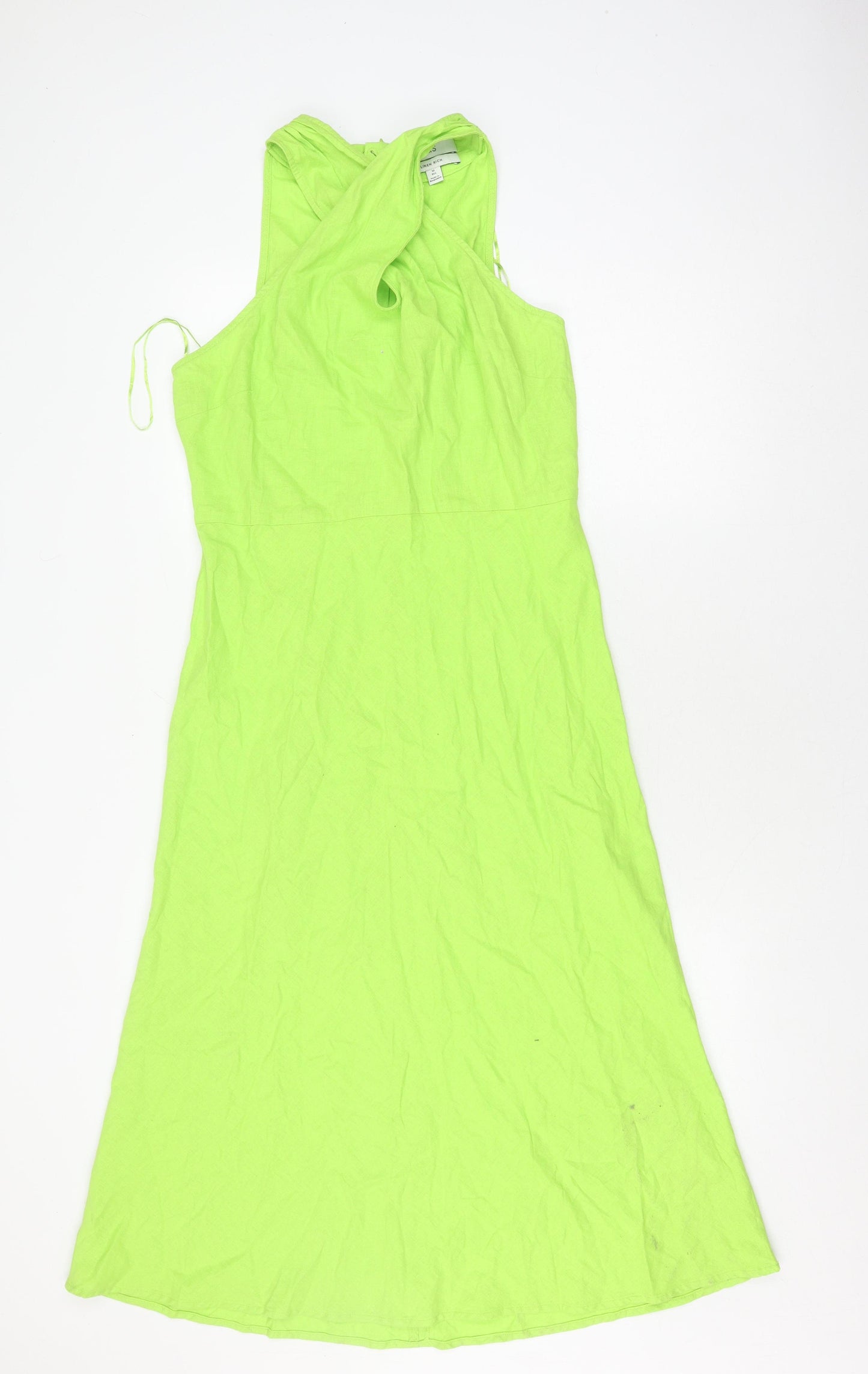Marks and Spencer Women's Green Linen Dress Size 10