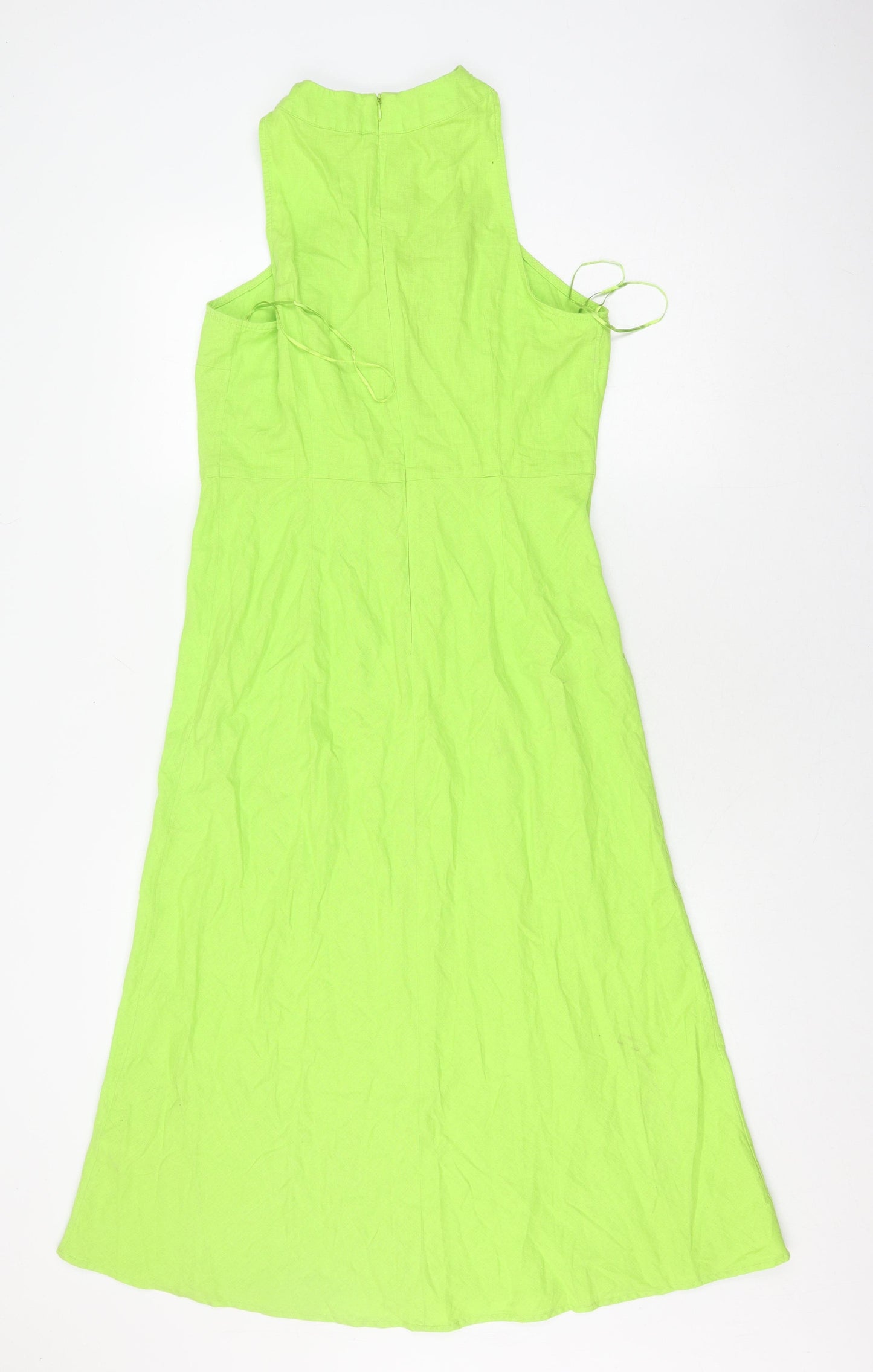 Marks and Spencer Women's Green Linen Dress Size 10