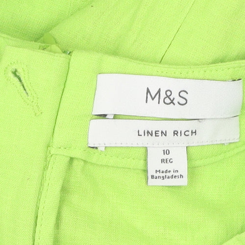 Marks and Spencer Women's Green Linen Dress Size 10