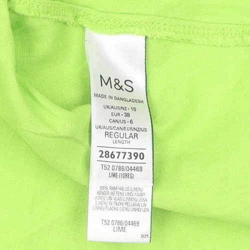 Marks and Spencer Women's Green Linen Dress Size 10
