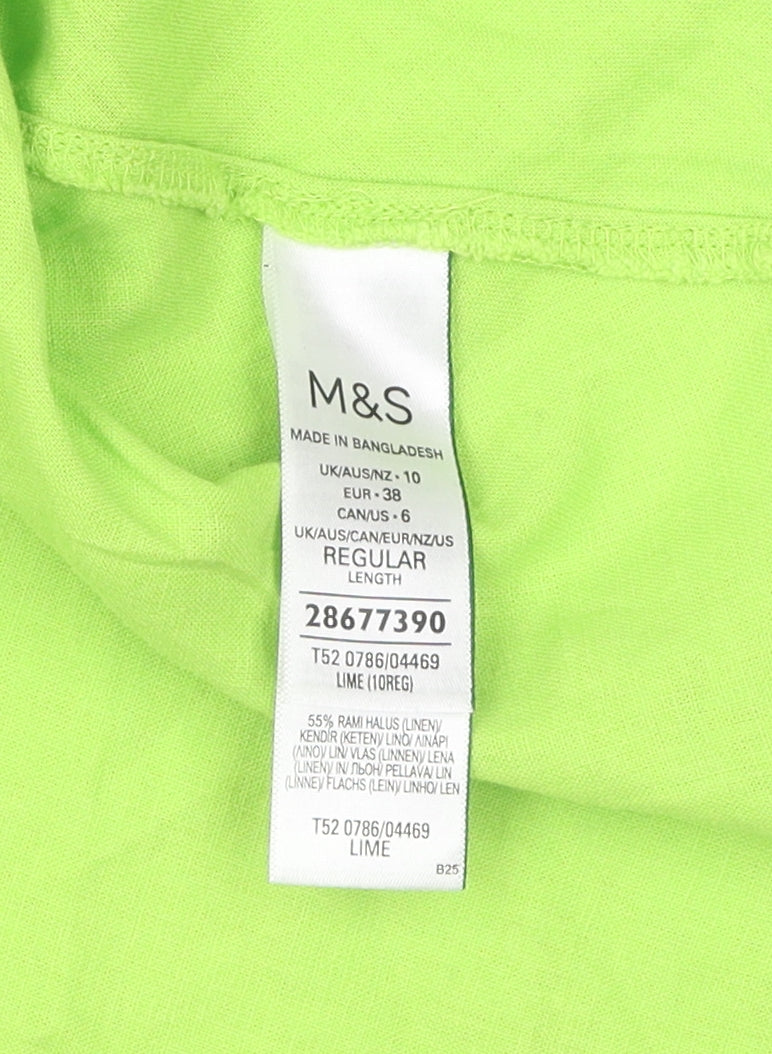 Marks and Spencer Women's Green Linen Dress Size 10