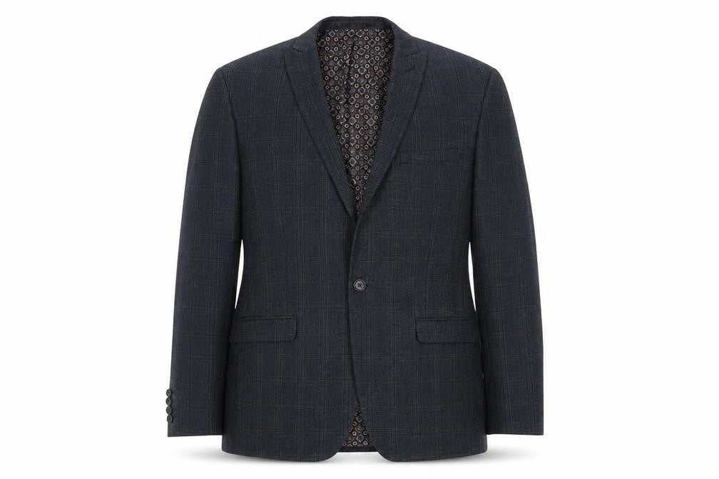Front view of Red Herring Men's Grey Check Blazer 40L