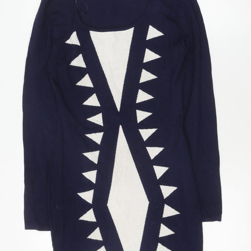 Quiz Women's Blue Geometric Jumper Size 12