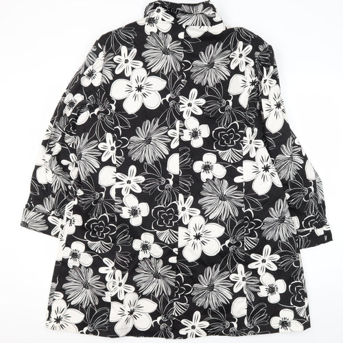 Elvi Women's Black Floral Coat Size 6 Casual