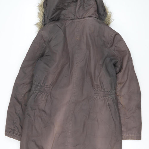 FatFace Girls Grey Parka Coat 12-13 Years Fur Trim Hooded