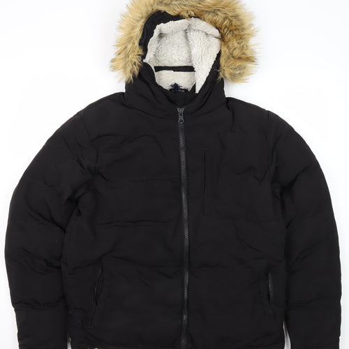 SoulCal & Co Men’s Black Hooded Puffer Jacket Size M
