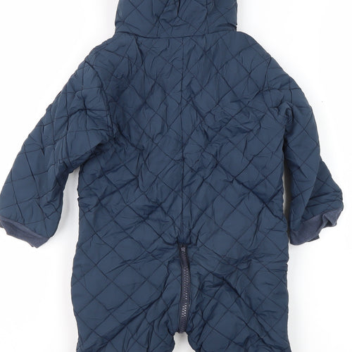 La Redoute Boys Blue Quilted Hooded Snowsuit 2 Years