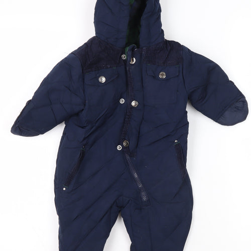 French Connection Unisex Blue Snowsuit 3-6M Quilted Puffer