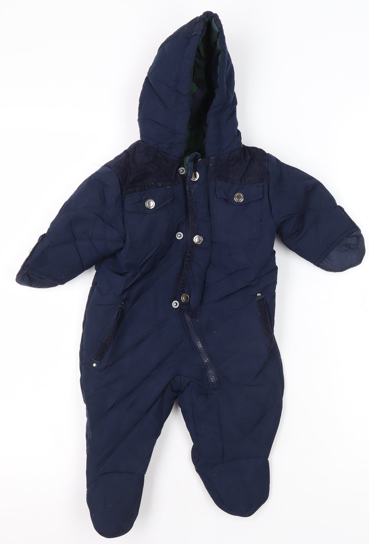 French Connection Unisex Blue Snowsuit 3-6M Quilted Puffer
