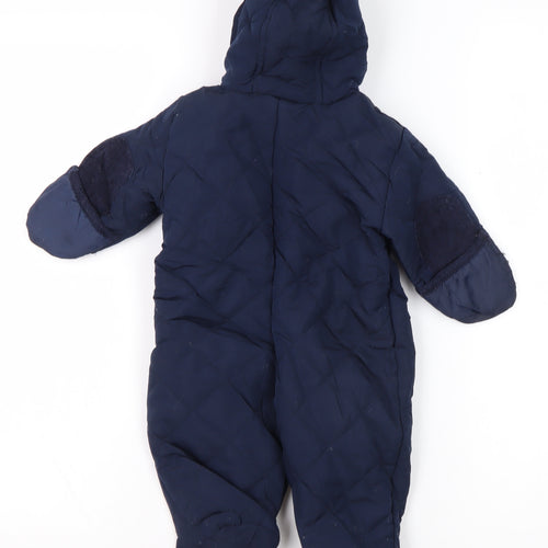 French Connection Unisex Blue Snowsuit 3-6M Quilted Puffer