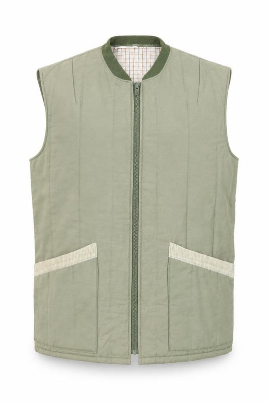 Front view of Hadrian Green Quilted women’s waistcoat, size UK 12