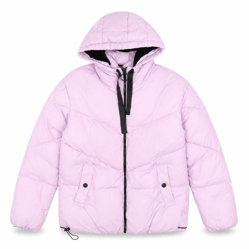 Front view of River Island Women's Pink XS Hooded Puffer Jacket