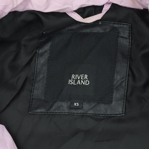 River Island Women's Pink XS Hooded Puffer Jacket