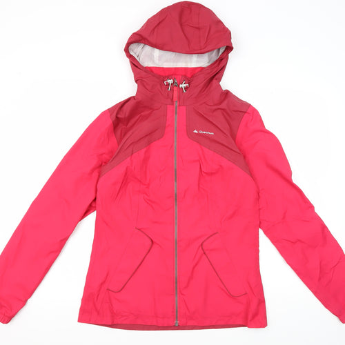 Quechua Women's Pink Rain Coat Jacket, 2XS, Hooded, Lightweight