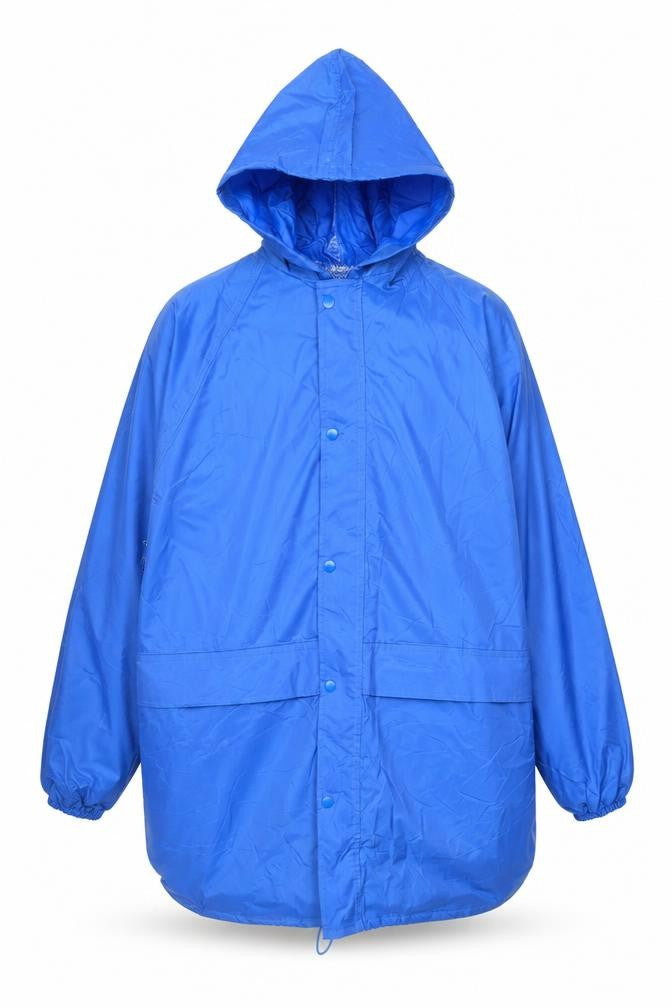 Front view of Footpath Men's Blue Rain Coat S Hooded Lightweight