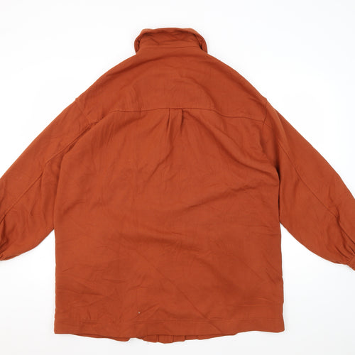 H&M Women's Brown Button-Up Long Sleeve Shirt Size 8