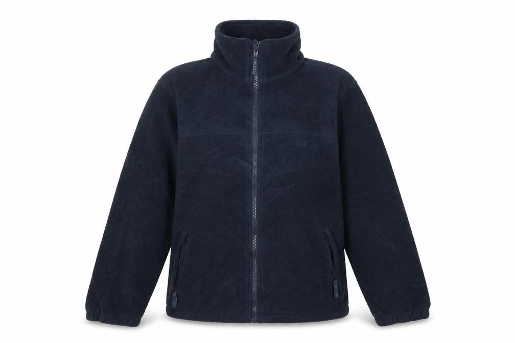 Front view of Trespass unisex blue fleece jacket, size M, full zip