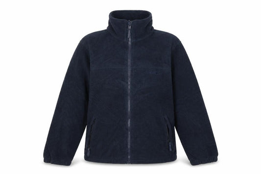 Front view of Trespass unisex blue fleece jacket, size M, full zip